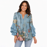 Dusty Blue Wood-Grain Floral